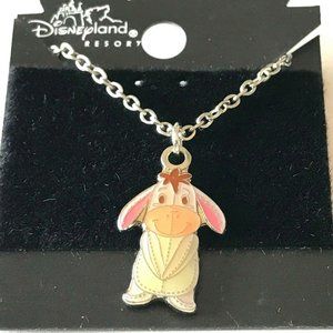 Vintage Disney Eeyore Winnie The Pooh Necklace Charm 18" Silver Disneyana Signed
